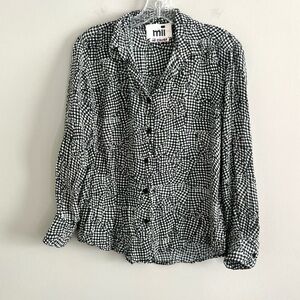 Mii Au Musee Silk Button Front Printed Long Sleeve Top Women's Size XS